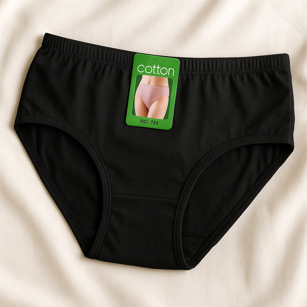 2 Pcs Women’s Cotton Plain Panties – Soft & Comfortable Underwear (Skin, Black | S/M/L)