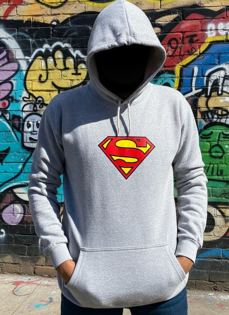New Summer Collection Full Grey Hoodie SUPER MAN Printed For girl And Boys buy online in Pakistan