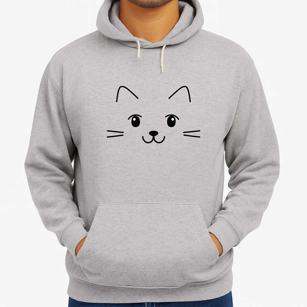 New Summer Collection Full Grey Hoodie Cute Cat Printed For Girl And Boys buy online in Pakistan