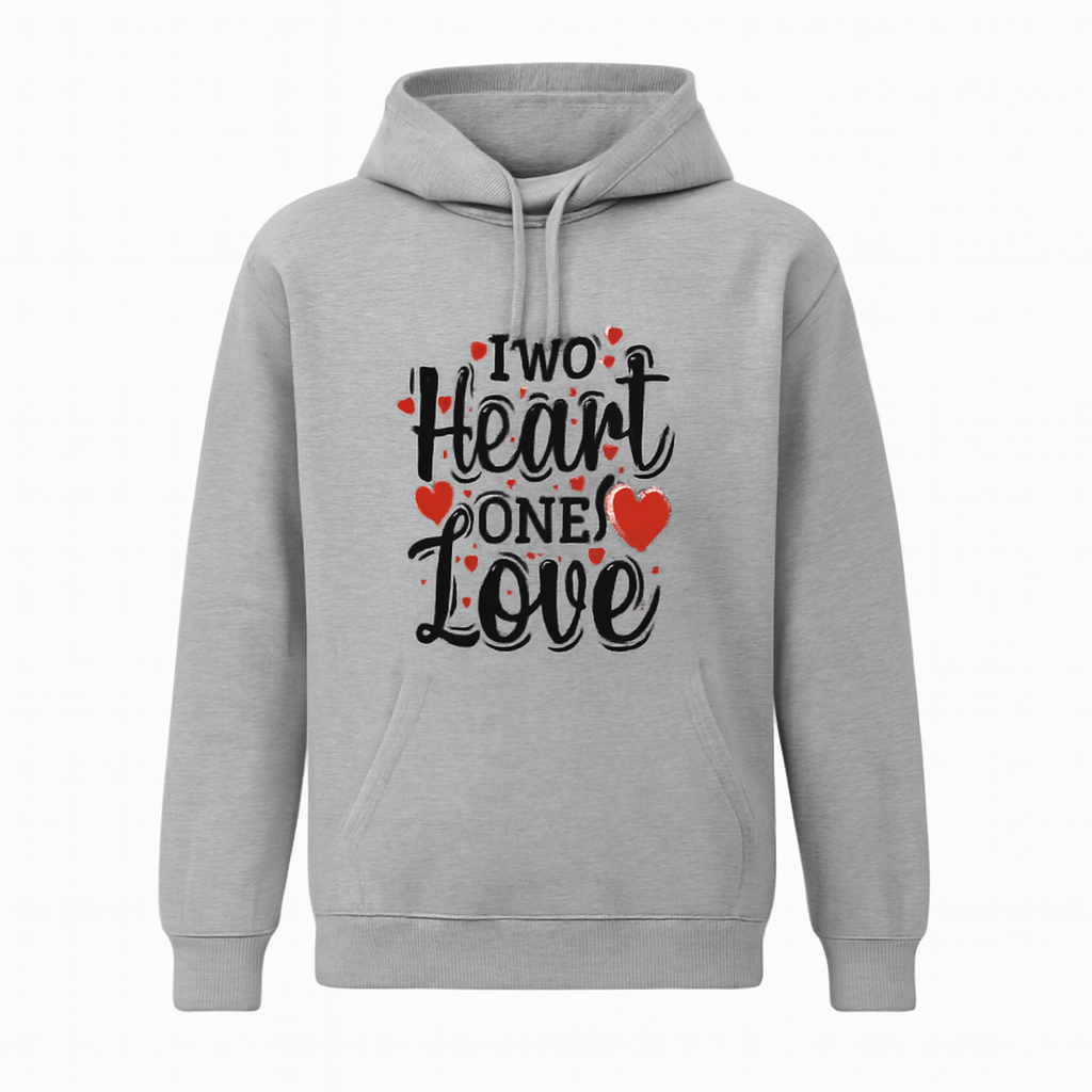 New Summer Collection Full Grey Hoodie TWO HEART ONE LOVE Printed For Girl And Boys buy online in Pakistan