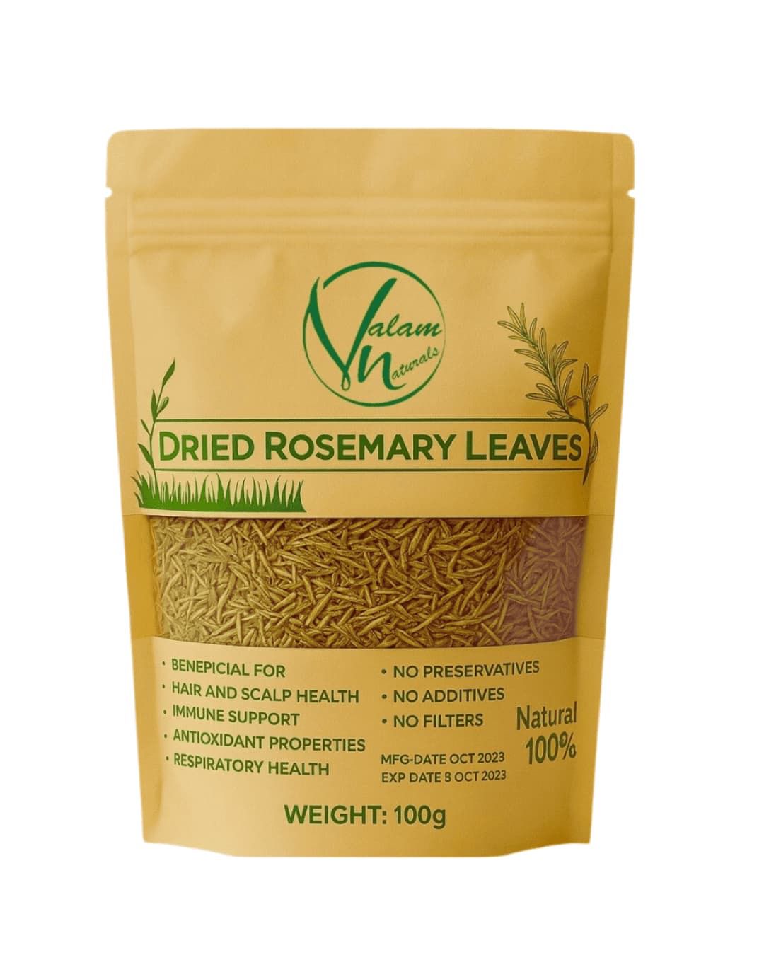 Valam Naturals Dried Rosemary Leaves 100g – 100% Natural, Preservative-Free Herb for Cooking, Hair & Scalp Care, and Immune Support buy online in Pakistan