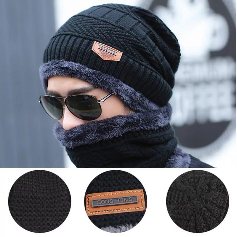 Wool Cap With Neck Warmer | Beanie And Scarf Set With Fleece Mask | Winter Thermal Wool Cap For Men And Women view 4