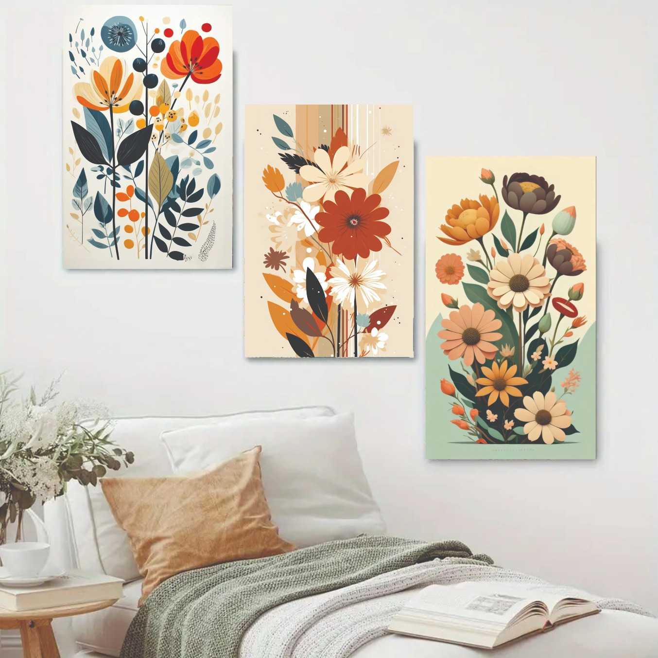 Set Of 3 Flower Sticky Canvas Phototiles Frame For Wall, Home Decor buy online in Pakistan