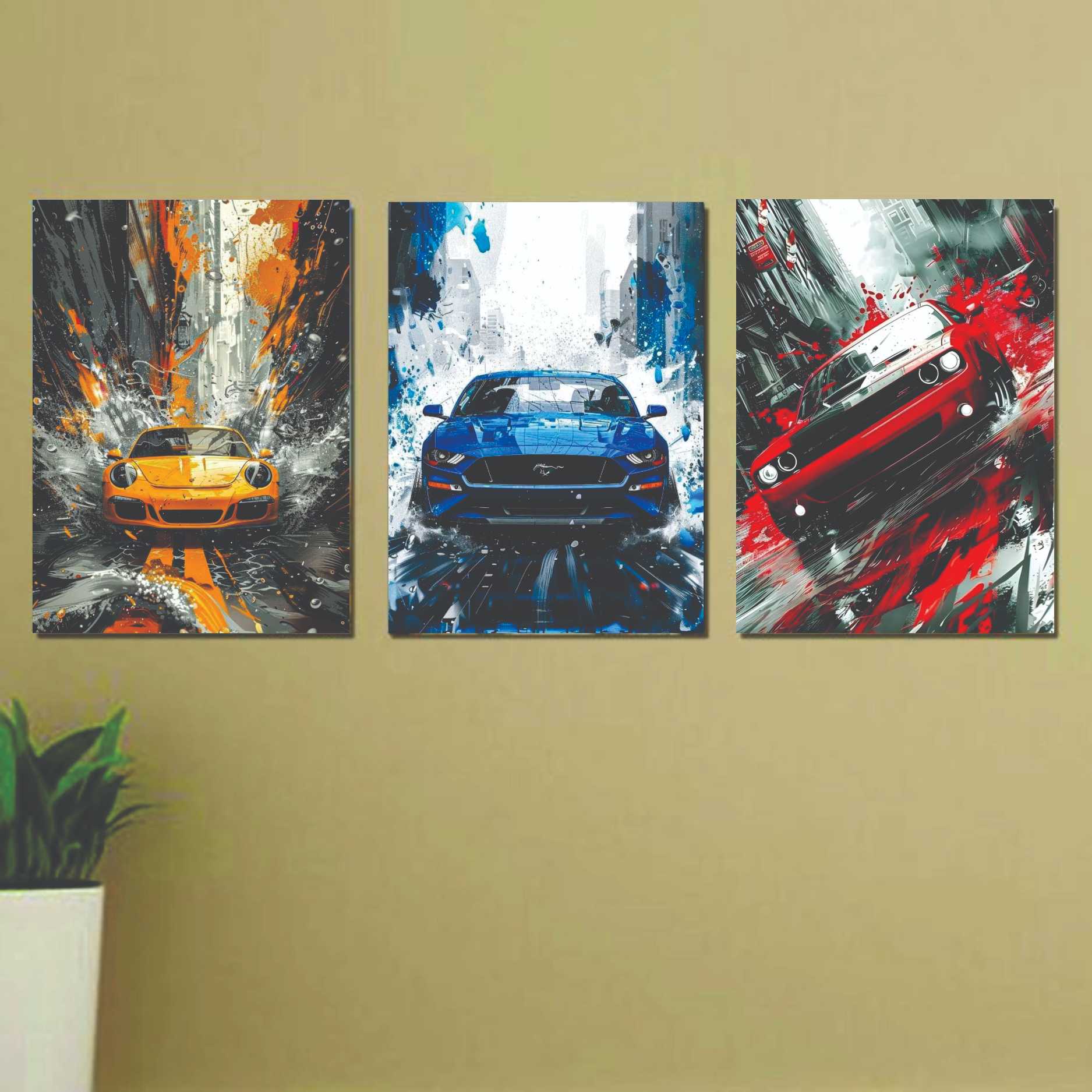 Set Of 3 Racing Cars Digital printed painting Photo Tile frame buy online in Pakistan