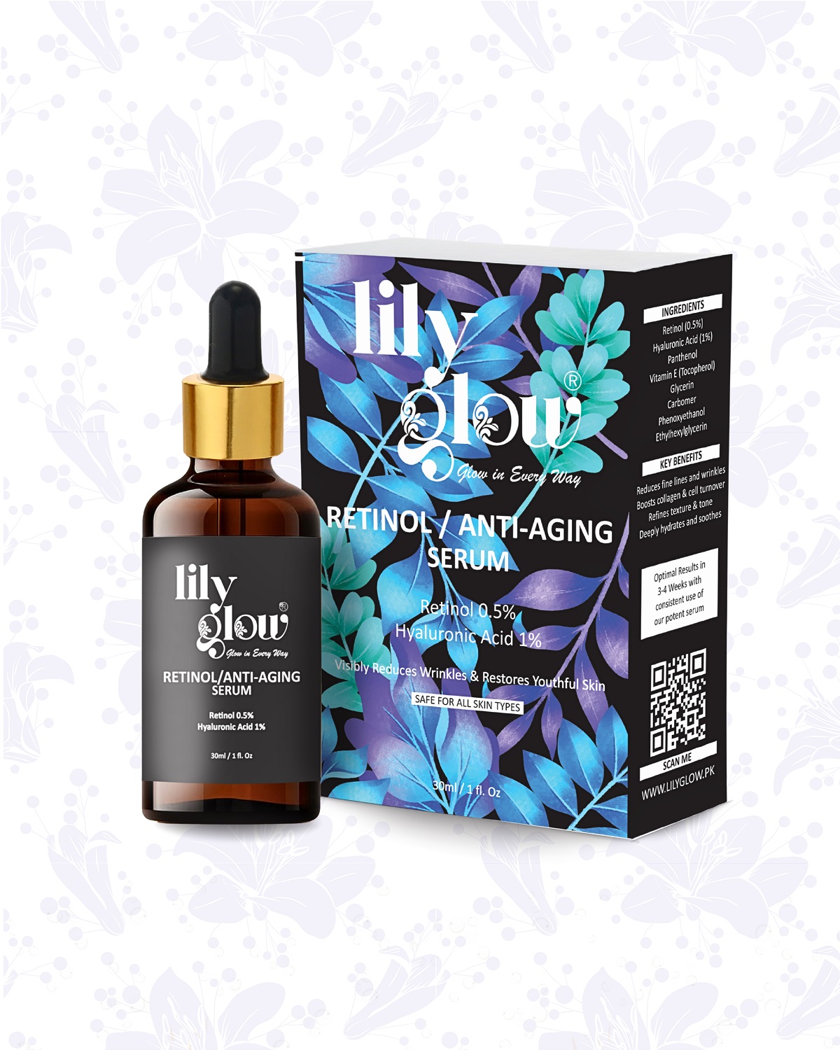 Lily Glow Retinol Anti-Aging Serum for Face – Wrinkle Repair, Skin Tightening & Night Care (30ml) buy online in Pakistan