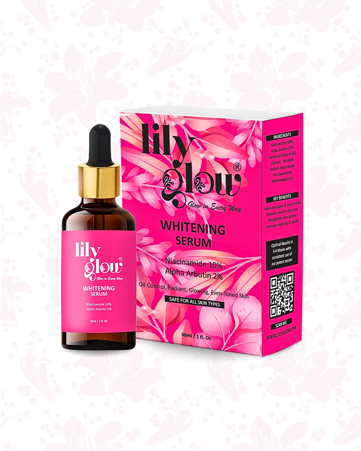 Lily Glow Whitening Serum for Face, Hands & Feet – Glutathione, Brightening Formula | For Men, Women, Oily & Dry Skin 30ml buy online in Pakistan