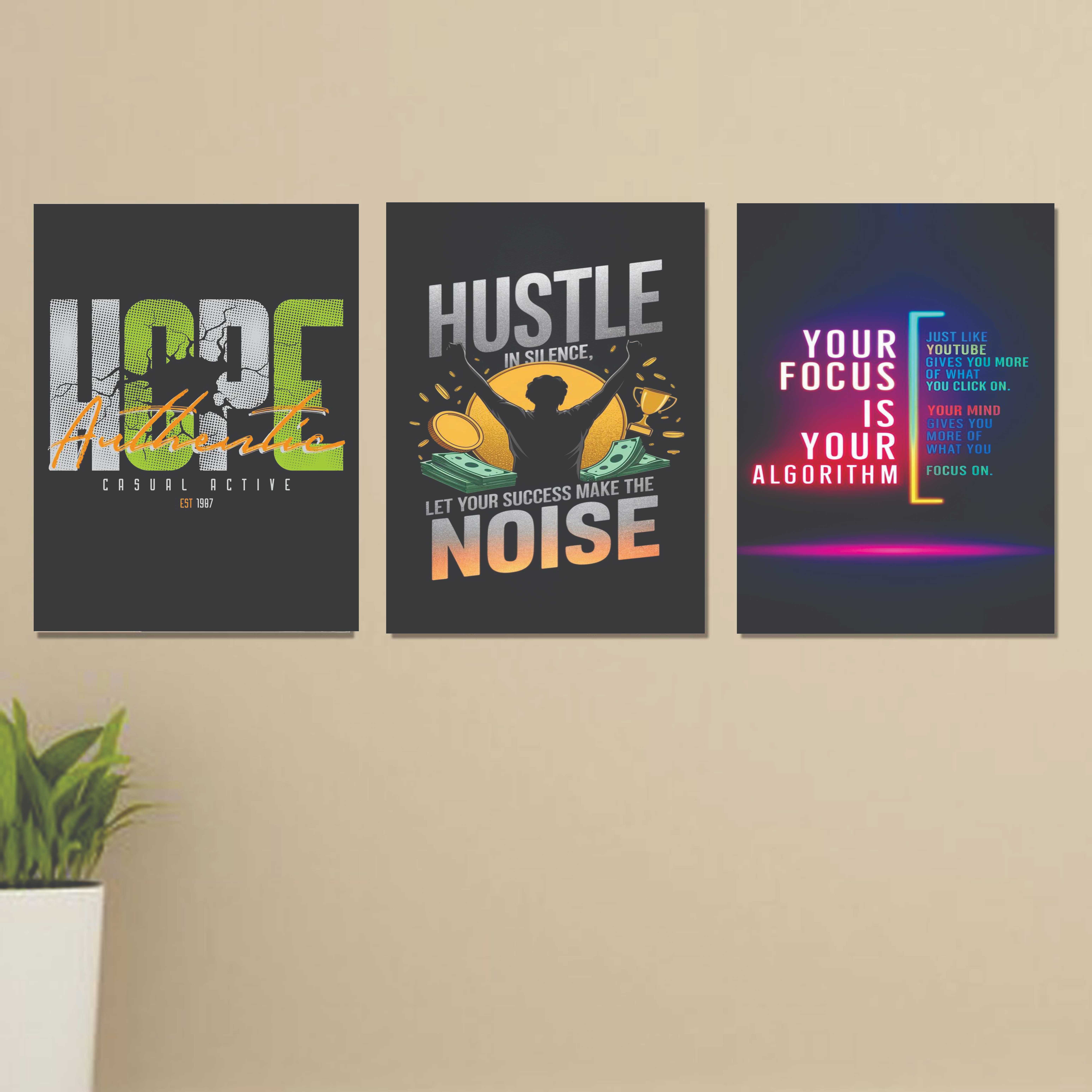 Set Of 3 Motivational Sticky Canvas Frames For Wall Decore / Sticky Phototiles buy online in Pakistan