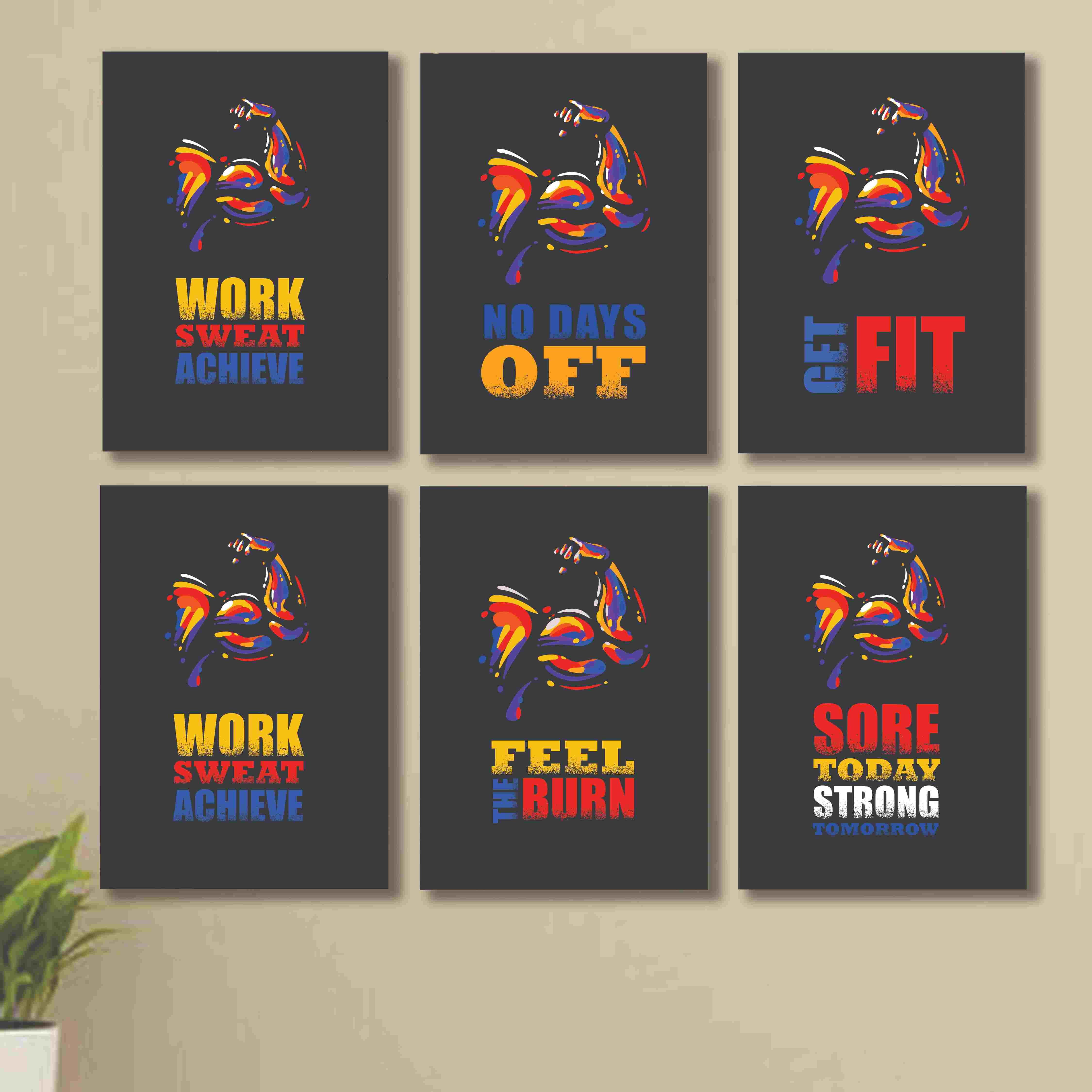 Set of 6 Gym Wall Art Wooden Phototile Frames for Wall Decor buy online in Pakistan
