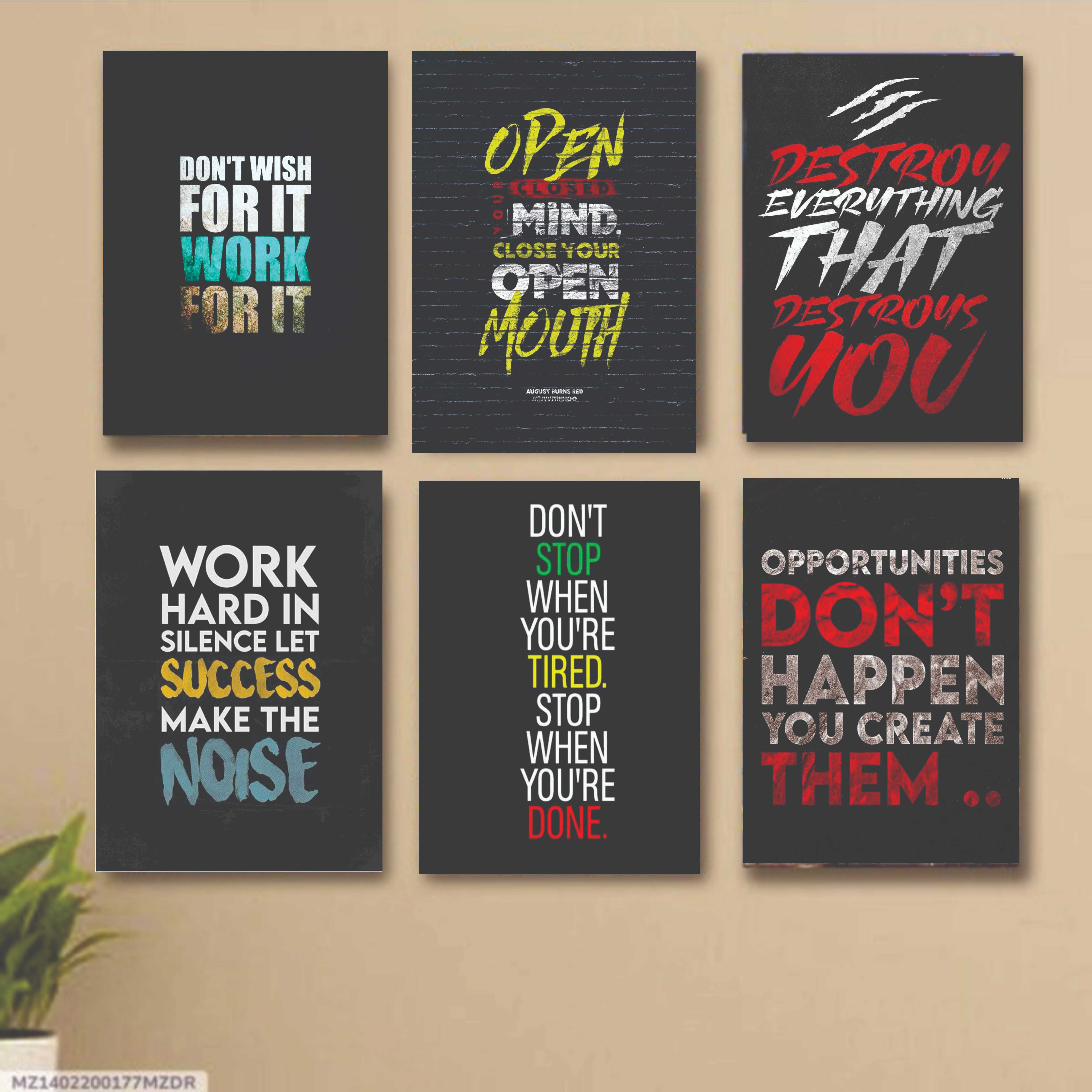 set of 6 Motivational wooden canvas frames for wall decore / sticky phototiles frames buy online in Pakistan