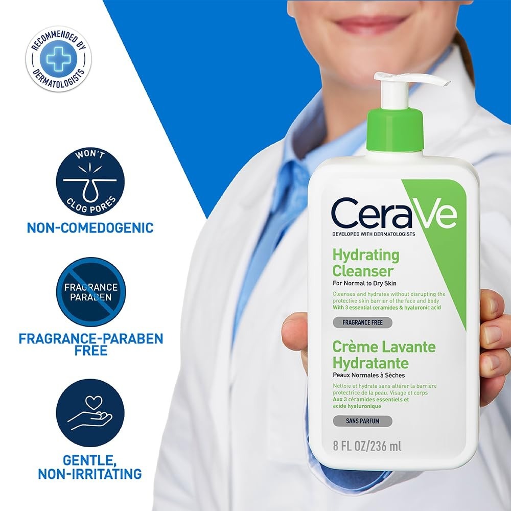 Cerave Hydrating Facial Cleanser 237ml – Gentle Moisturizing Face Wash With Hyaluronic Acid And Ceramides For Normal To Dry Skin buy online in Pakistan