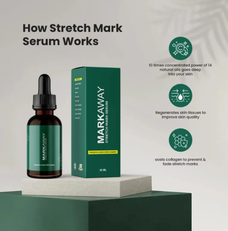 Markaway Stretch Mark Serum – Herbal Formula For Hydration, Toning & Dark Spot Correction (30ml) buy online in Pakistan