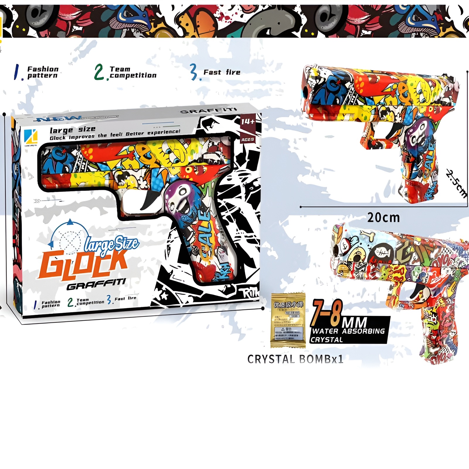 Gel Blaster High Speed Manual Gun Orange – Large Size Graffiti Glock Soft Bullet Gun Toy With Safe Foam Bullets, Realistic Design, And Exciting Action Play For Kids And Teens