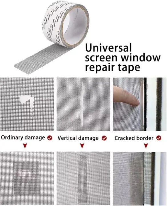 Mesh Roll Tape Window Screen Repair Patch – Strong Self-Adhesive Fiberglass Mesh, Easy DIY Screen Repair Tape For Windows & Doors thumbnail 5