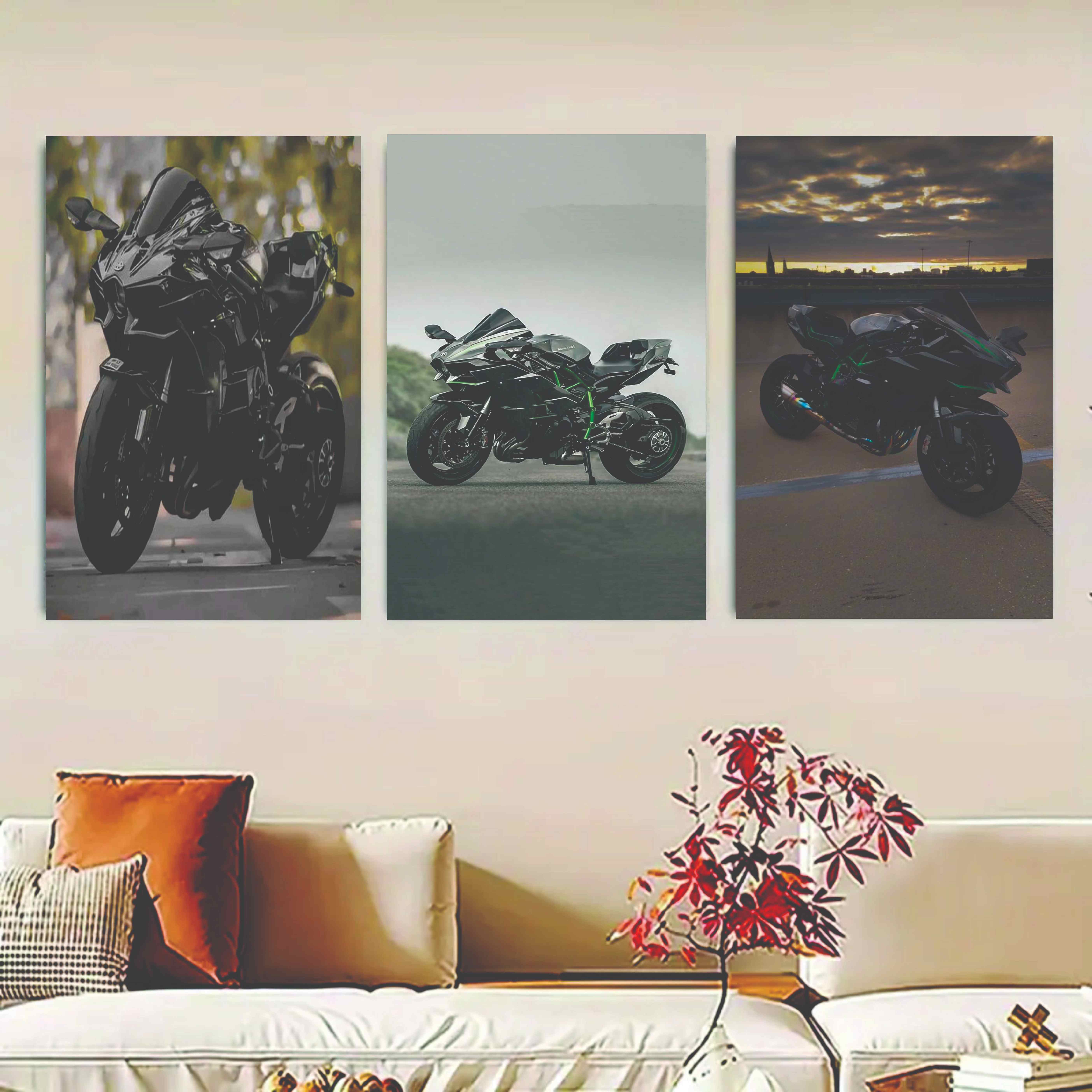 Set Of 3 Ninja H2R bike Sticky Canvas Frames For Wall Decore / Sticky Phototiles buy online in Pakistan
