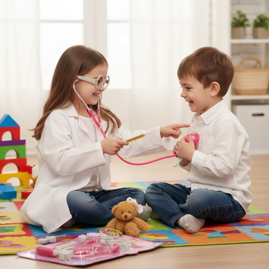 Cute Girl’s Doctor Set For Kids – Educational Medical Role Play Toy Kit With Stethoscope, Syringe, And Glasses For Fun Learning view 4