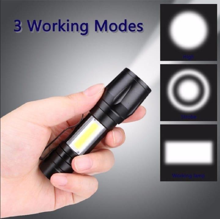 Portable LED Flashlight – Mini Rechargeable Torch with Side Light & Waterproof Body view 3