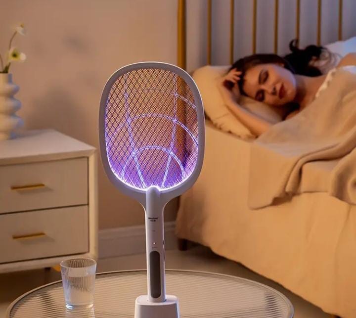 Rechargeable Mosquito Racket With Stand – Electric Insect Killer Bat For Indoor And Outdoor Use (Random Color) buy online in Pakistan