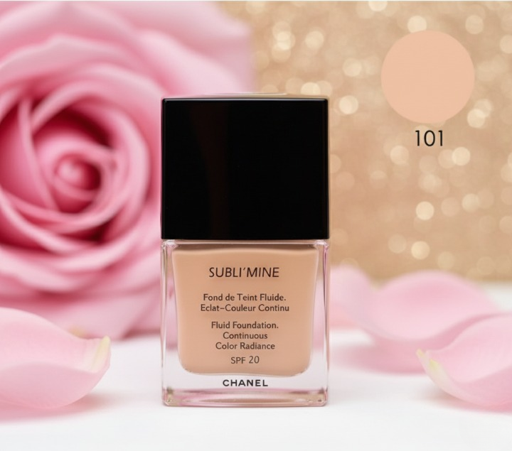 Chanel Sublimine Fluid Foundation Continuous Color Radiance SPF 20 Shade 101 Exact Champagne Long Lasting Smooth Finish 75ml buy online in Pakistan