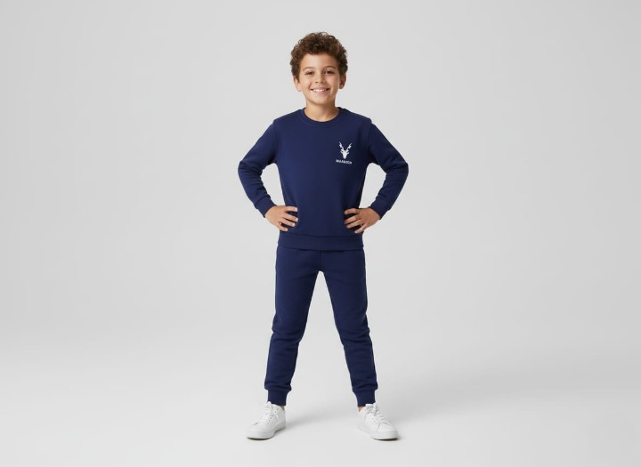 Winter Kids Markhor Printed Tracksuit | Full Sleeves Round Neck T-Shirt & Trouser Set - Buy Online in Pakistan at Zenbu Store