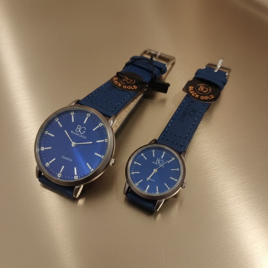 Pack of 2 BG Couple Watches | Matching Men’s & Women’s Stylish Wristwatches | Elegant Analog Timepiece Set for Couples & Gifting view 4