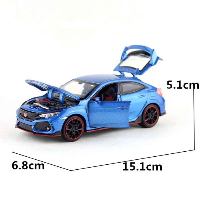Honda Civic Type-R Racer Die-Cast Model Car | 6-Inch Alloy Toy Car with Sensor Touch (Random Color) view 3