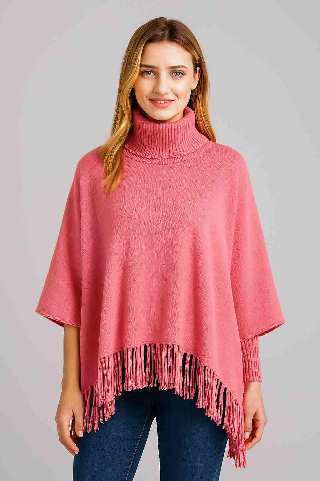 Winter Fleece Poncho with High Neck, Tassel Design & Adjustable Short Sleeves – For Girls/Princess Free Sizes buy online in Pakistan