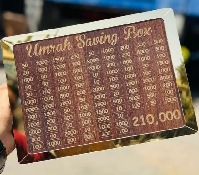 Umrah Saving Box - Box For Umrah Saving |  Umrah Saving Box Wooden Money Box for Umrah - 210,000