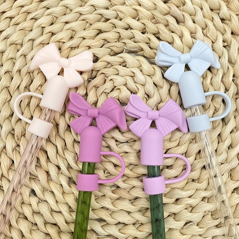 Buy 1 Get 1 Free – Silicone Straw Cover Cap for Stanley Cup | 10mm 3D Bow & Animal Straw Topper | Dust-Proof, Reusable Drinking Straw Tips buy online in Pakistan