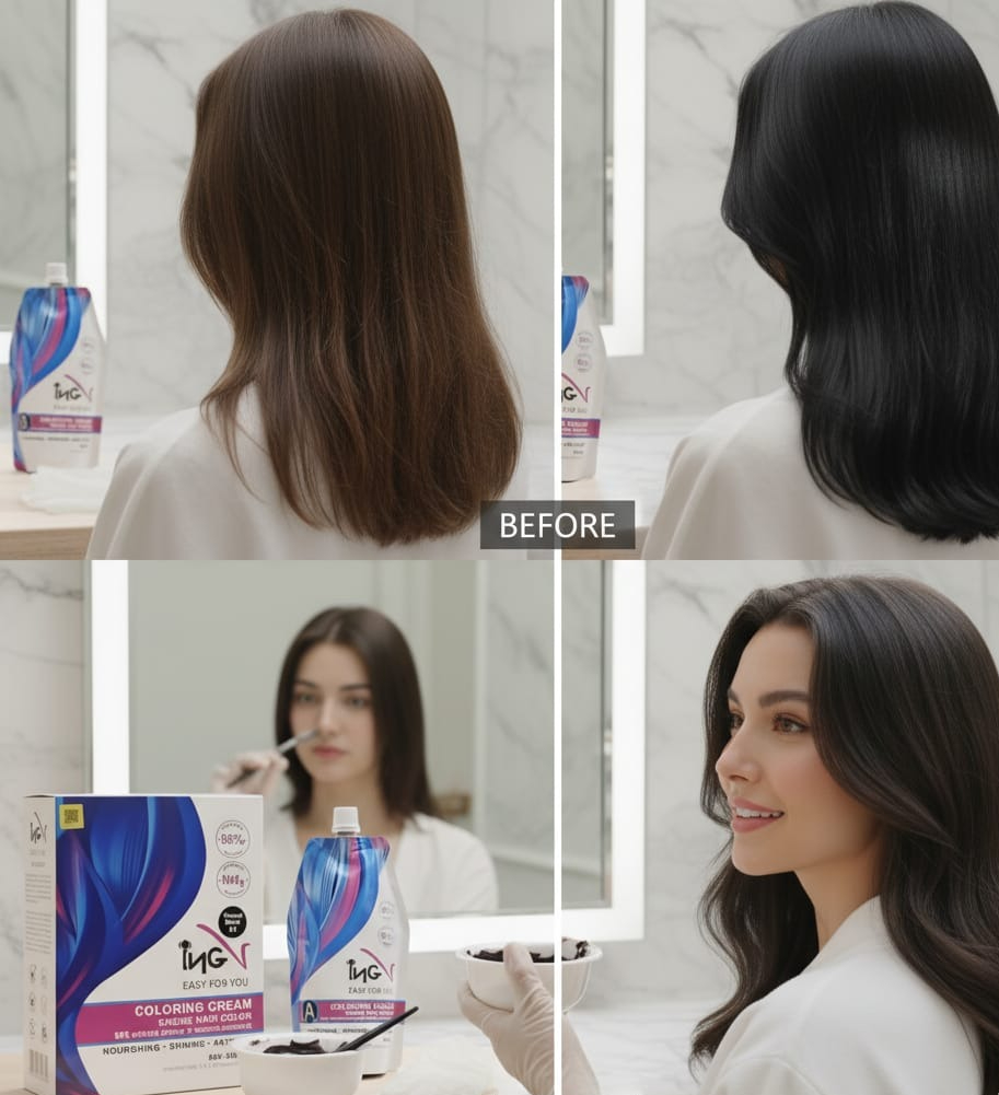INGV Hair Color Cream 1000ml (500ml + 500ml) – Salon-Quality Hair Dye, Rich Pigment, Long-Lasting Color, Smooth Application & Professional Results