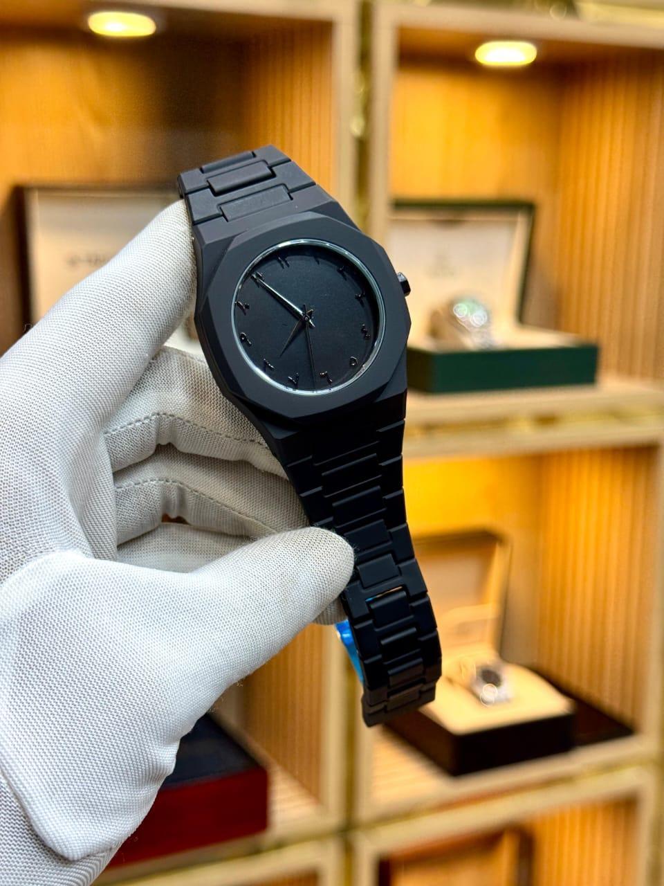 Black Aura Watch Elegant Stylish Design Strong Durable Build Comfortable Strap Clear Display (Without Box) view 2