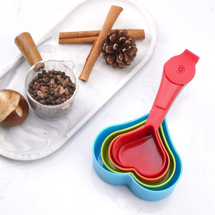 Heart Shaped Measuring Cups Multicolor | 4-Piece/Set Kitchen Measuring Cups for Baking & Cooking | Cute Heart Design, Food-Grade, Easy to Clean buy online in Pakistan