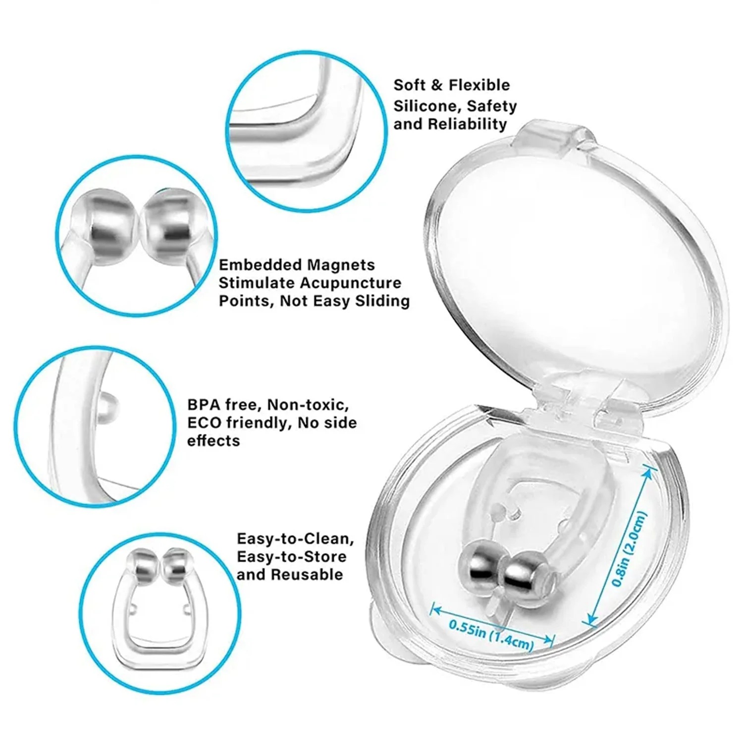 Silicone Magnet Nose Clip – Anti Snore Device for Sleeping, Best Quality, Pack of 4 thumbnail 3