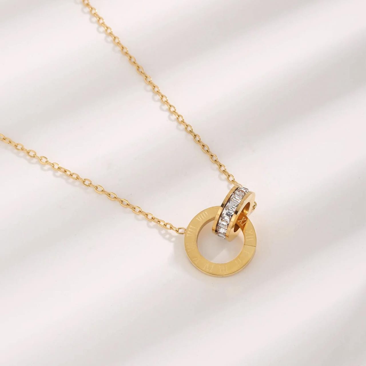 QCT-175 Roman Circle Stainless Steel Necklace – Elegant Jewellery, Stylish Accessory for Women buy online in Pakistan