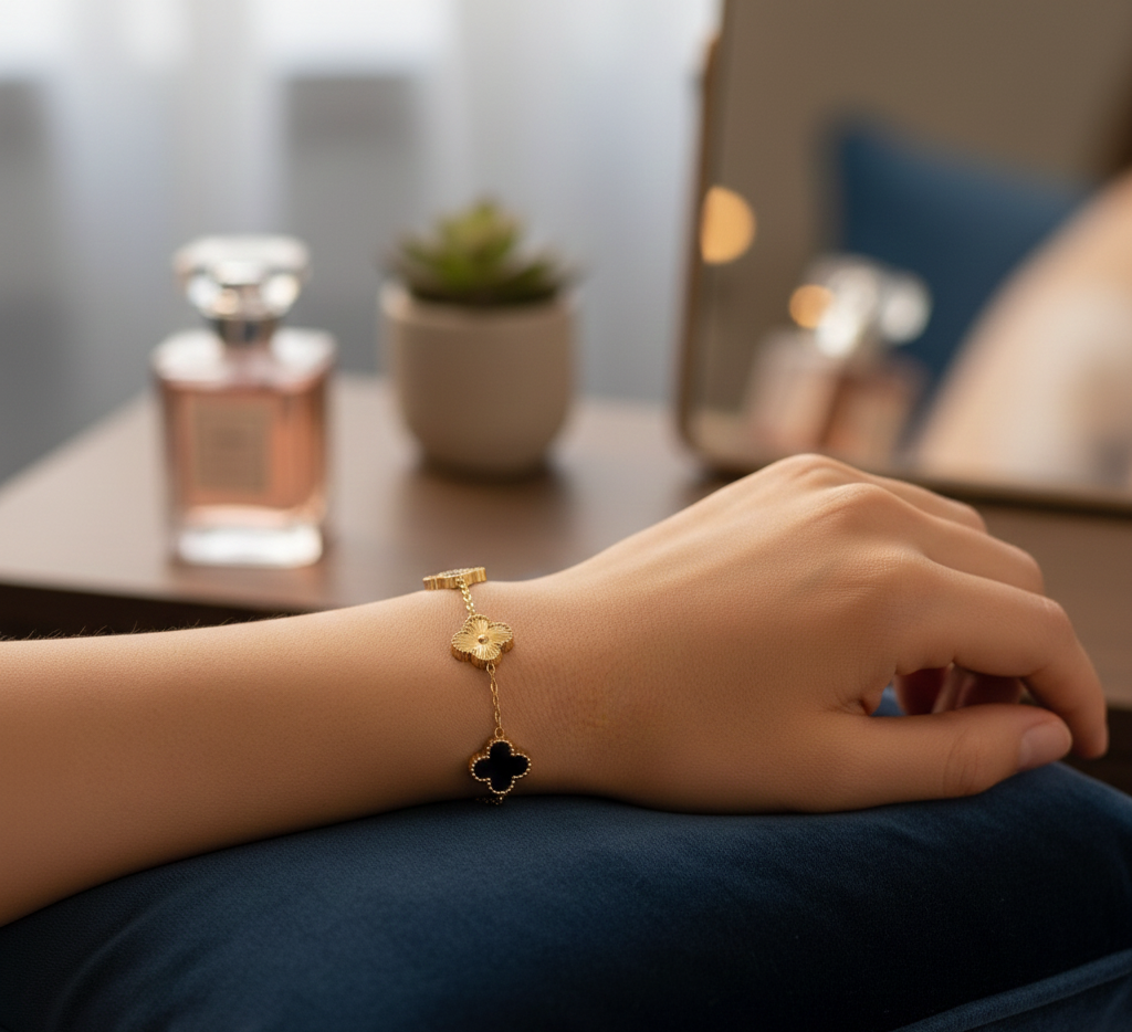 QXT-134 Clover 2-in-1 Bracelet – Stainless Steel | Versatile & Stylish Accessory buy online in Pakistan