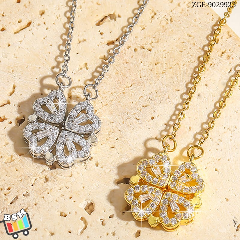 ZGE-923 Korean Magnetic 4 Leaf Clover Pendant Necklace - Buy Online in Pakistan at Zenbu Store