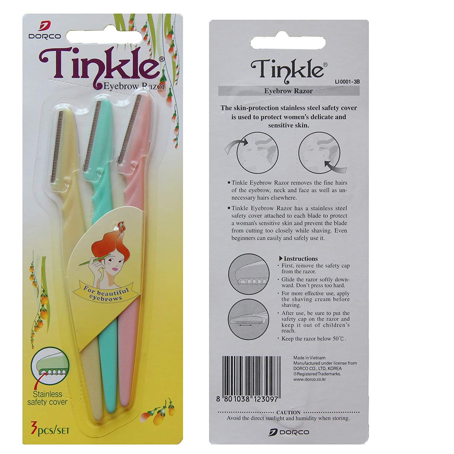 Pack of 3 Tinkle Eyebrow & Facial Hair Razor for Women buy online in Pakistan