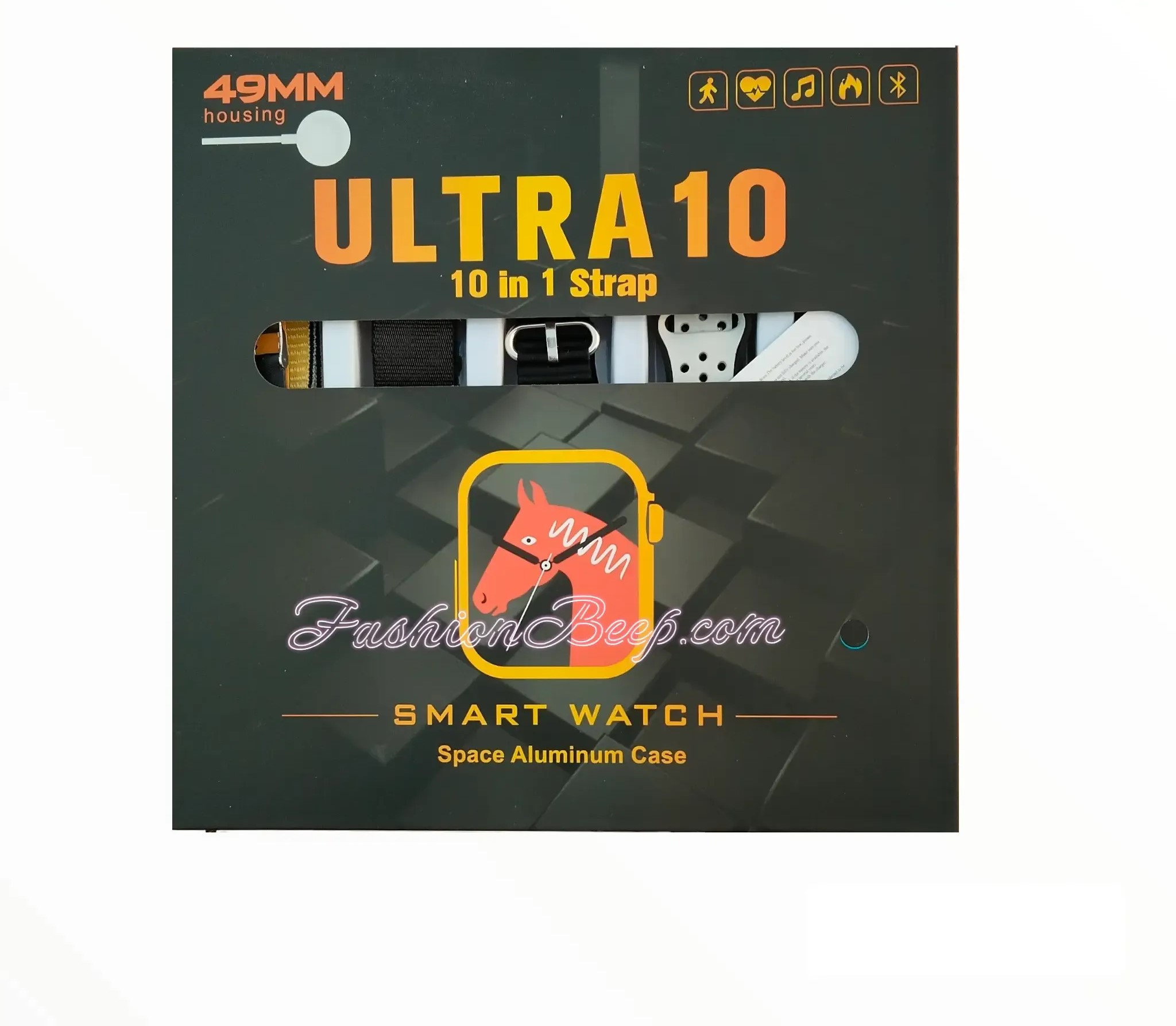 Ultra 10 Smart Watch | 10 in 1 Straps+Jelly Case | BT Calling | Super HD Display 49mm | Multi color straps & wireless charging (Random color) buy online in Pakistan