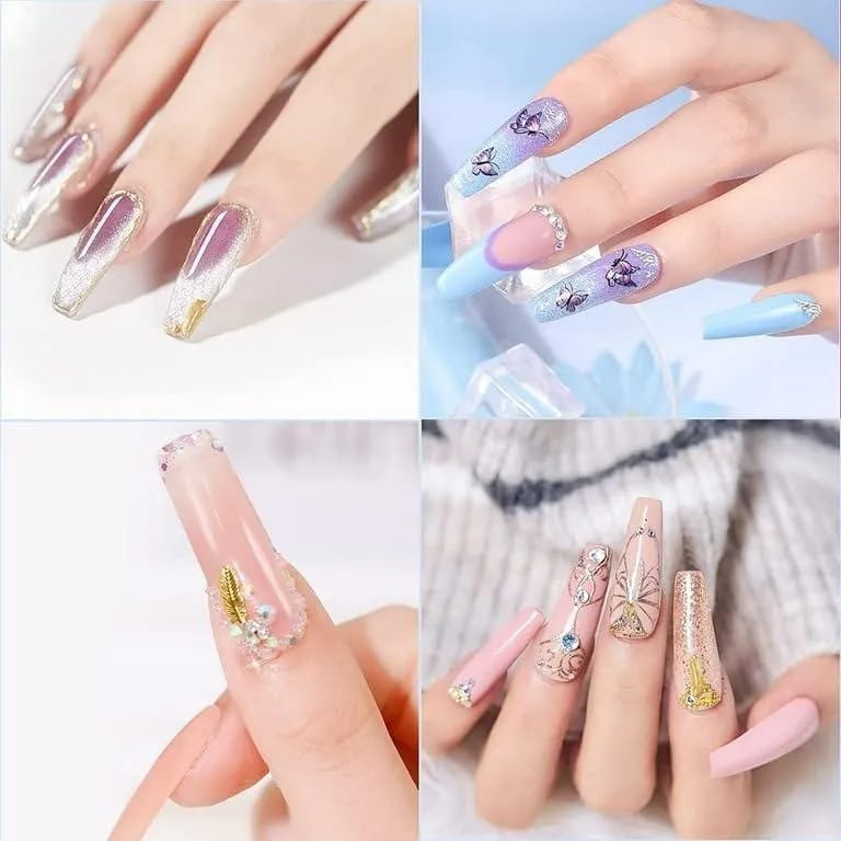 Multicolor 12 Pcs Stylish Artificial Nails Set For Fashionable Look And Easy Application (Random Design) buy online in Pakistan