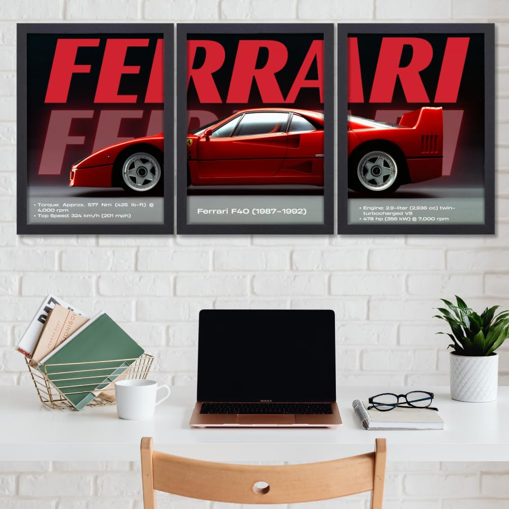 3 Pc Ferrari Wall Décor Photo Tiles | Elegant Design | Self‑Adhesive Double Tape | Size 8x11 | Premium Finish buy online in Pakistan