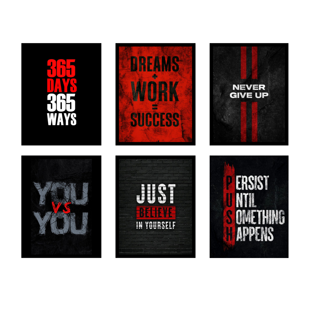 Set of 6 Motivational Wall Art Frames – 8x11