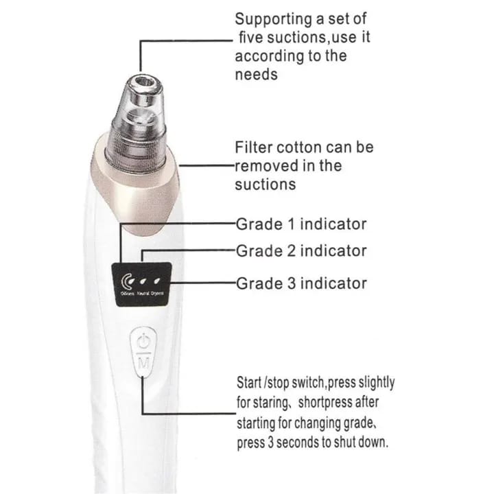 Face Vacuum Suction Blackhead Remover Pore Cleaner Electric Deep Cleansing Tool For Nose And Face view 4