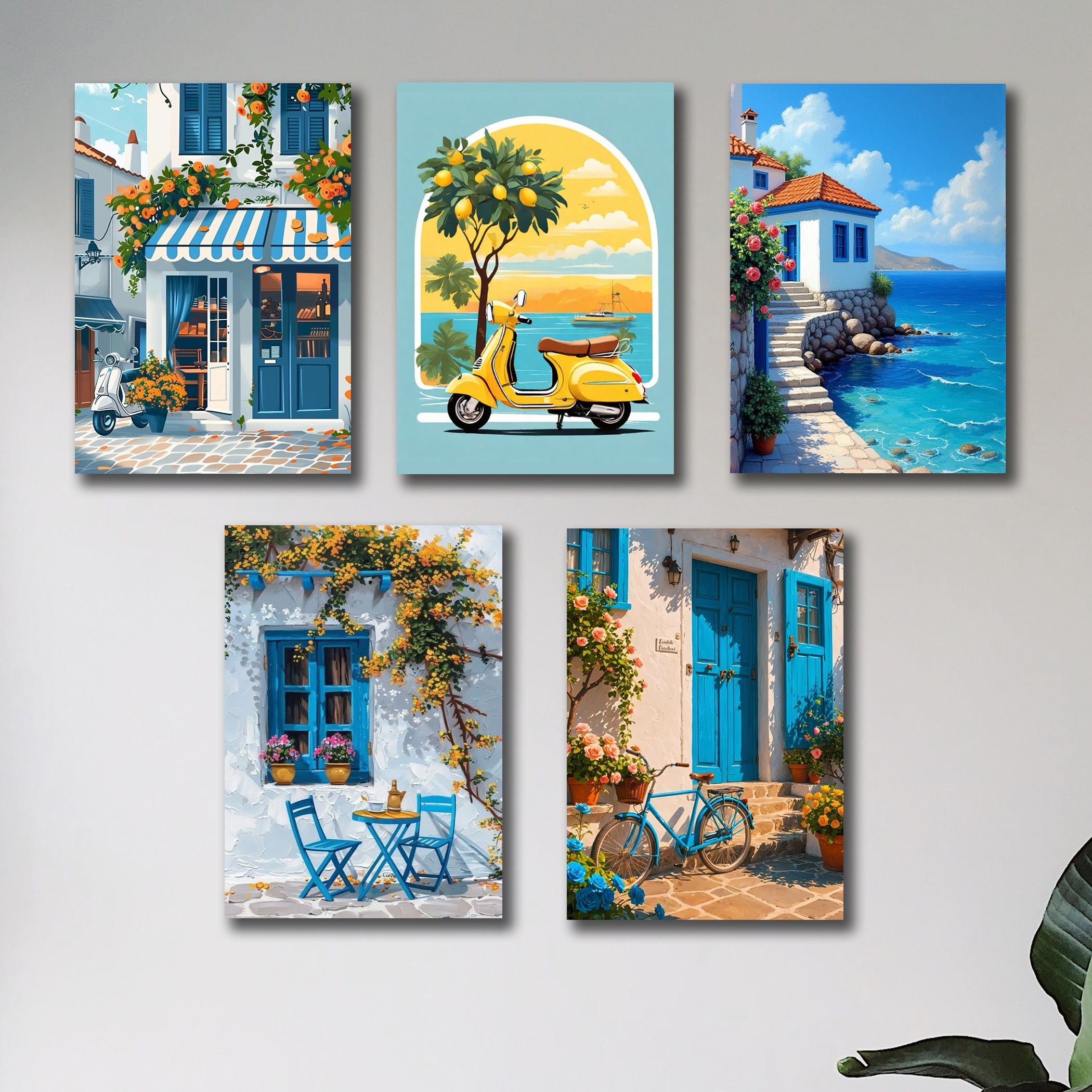 Set of 5 Italian Vintage Home Wall Art Frames – 8x11