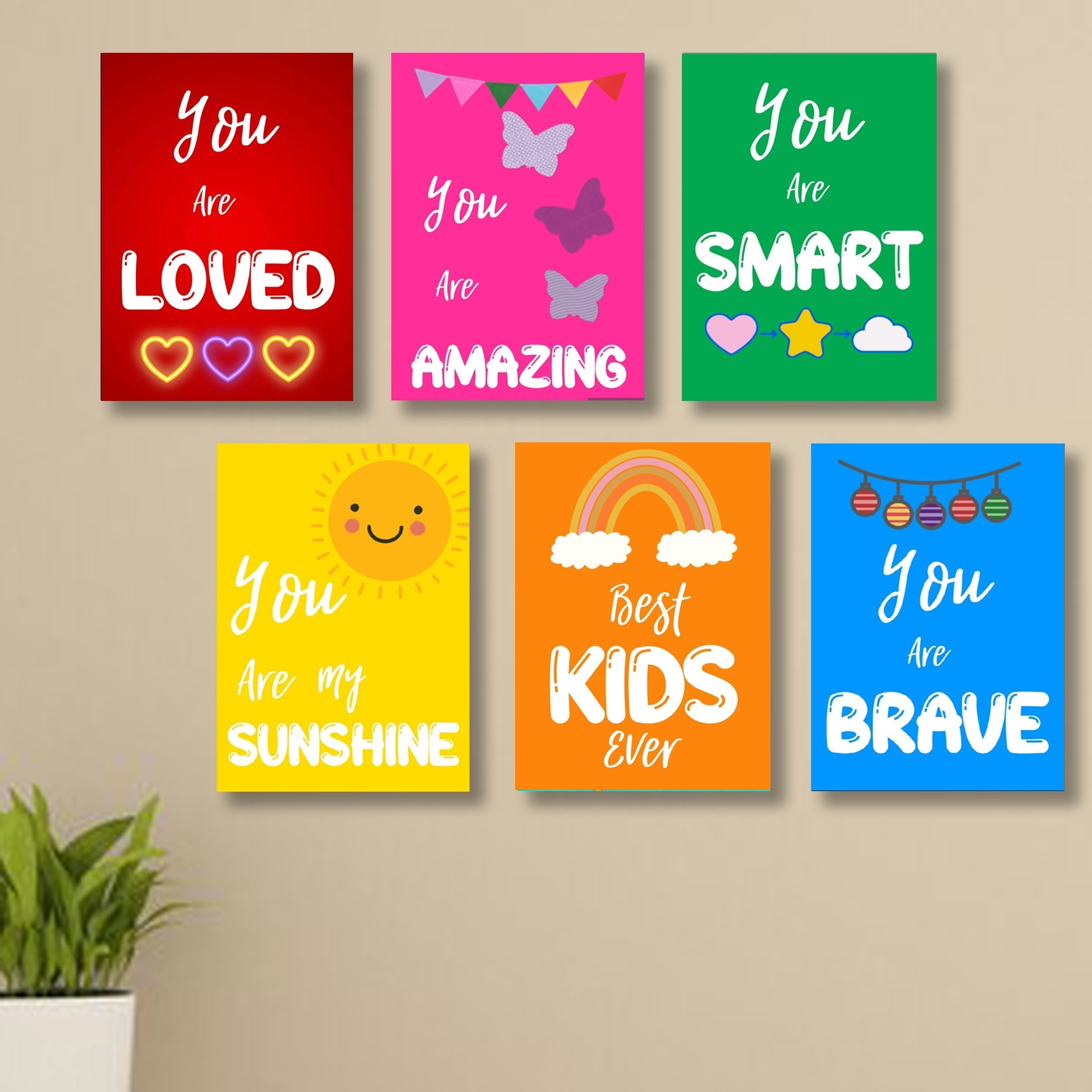 Set of 6 Kids' Motivational Wall Art Frames – 8x11