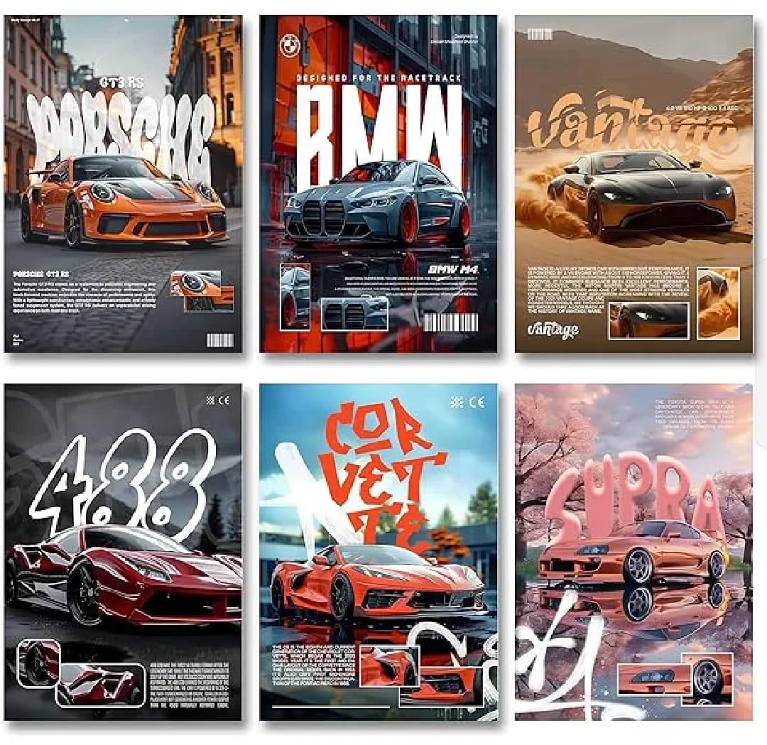 6Pcs Car Frames Photos Tiles With Double Tape Providing Durable Quality Easy Installation buy online in Pakistan