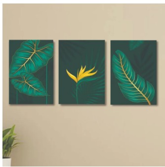 Set Of 3 Sticky Wooden Canvas Frames For Wall Decore Aesthatic Art / Sticky Phototiles For Room Wall Decoration buy online in Pakistan