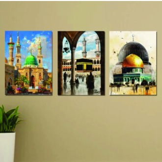Set Of 3 Sticky Wooden Canvas Frames For Wall Decore Aesthatic Art / Sticky Phototiles For Room Wall Decoration buy online in Pakistan