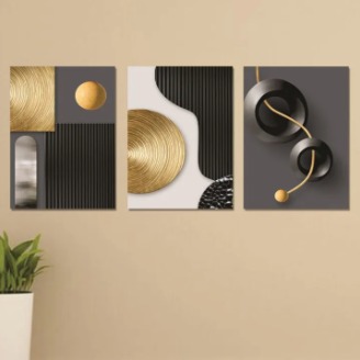Set Of 3 Sticky Wooden Canvas Frames For Wall Decore Aesthatic Art / Sticky Phototiles For Room Wall Decoration buy online in Pakistan