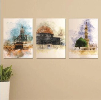 Set Of 3 Sticky Wooden Canvas Frames For Wall Decore Aesthatic Art / Sticky Phototiles For Room Wall Decoration buy online in Pakistan