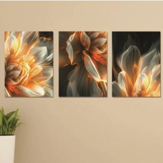 Set Of 3 Sticky Wooden Canvas Frames For Wall Decore Aesthatic Art / Sticky Phototiles For Room Wall Decoration buy online in Pakistan
