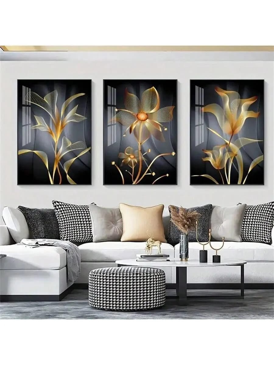 Set Of 3 Sticky Wooden Canvas Frames For Wall Decore Aesthatic Art / Sticky Phototiles For Room Wall Decoration buy online in Pakistan